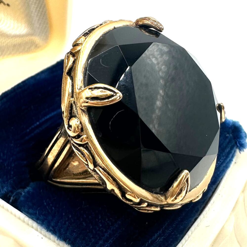 Barse Thailand rose gold tone massive 24mm black CZ cocktail ring size 7.25